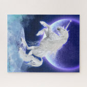 Weiße Einhornzucht auf dem Mond Puzzle (Horizontal)
