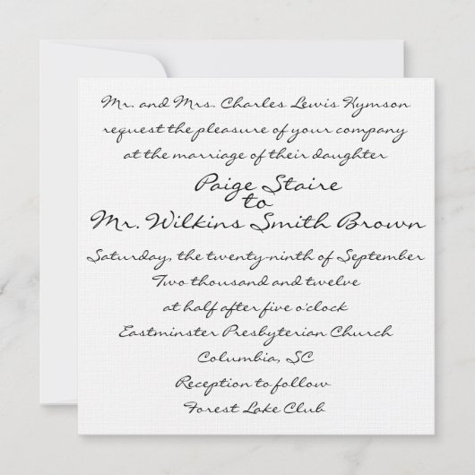 Weiße Einladung (Vorderseite)