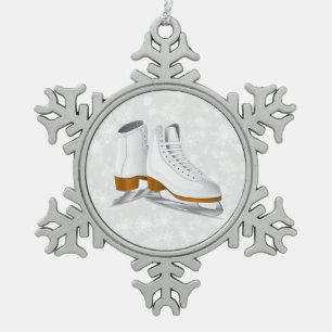 Weiße Eis-Skate Zinnschneeflockenschmuck Schneeflocken Zinn-Ornament