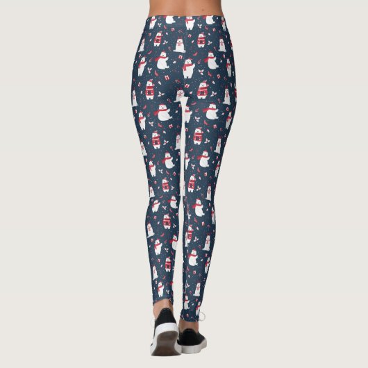 Weiße Eisbären Muster ID850 Leggings (Rückseite)