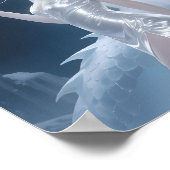 Weiße Eisdrachenkönigin Fantasy Silberblau Poster (Ecke)