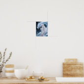 Weiße Eisdrachenkönigin Fantasy Silberblau Poster (Küche)