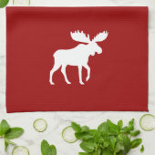 Weiße Elch-Silhouette Handtuch (Gefaltet)