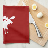 Weiße Elch-Silhouette Handtuch (Viertel Falte)