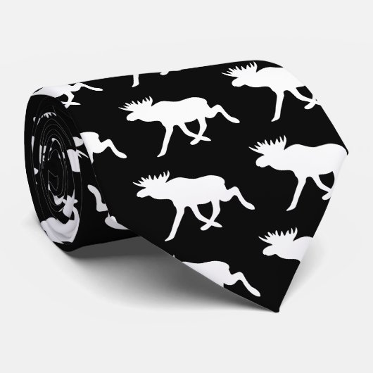 Weiße Elche Krawatte (Gerollt)