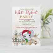 Weiße Elefant Geschenktauschparty Einladung (Stehend Vorderseite)