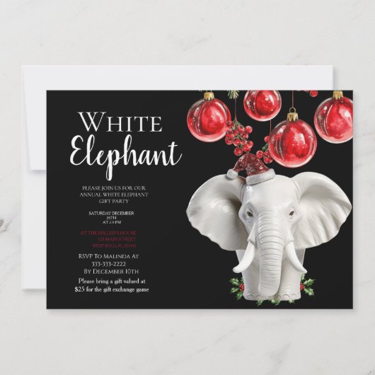 Weiße Elefant Kinder Weihnachtsfeier Einladung (Vorderseite)