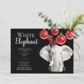 Weiße Elefant Kinder Weihnachtsfeier Einladung (Stehend Vorderseite)