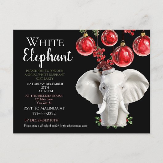 Weiße Elefant Kinder Weihnachtsfeier Postkarte (Vorderseite)