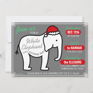 Weiße Elefant Party Weihnachten (Grau) Einladung