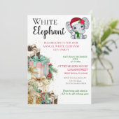 Weiße Elefant-Weihnachtsfeier Einladung (Stehend Vorderseite)
