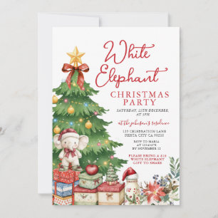 Weiße Elefant-Weihnachtsfeier-Geschenktausch mit r Einladung
