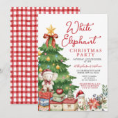 Weiße Elefant-Weihnachtsfeier-Geschenktausch mit r Einladung (Vorne/Hinten)