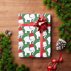 Weiße Elefant Weihnachtsmann Hut Geschenkpapier Ro