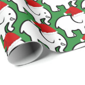 Weiße Elefant Weihnachtsmann Hut Geschenkpapier Ro (Rolleneckpunkt)