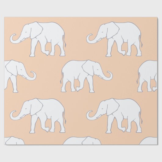 Weiße Elefanten Geschenkpapier (Flach)