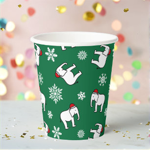 Weiße Elefanten-Party Weihnachten (Grün) Papiertas Pappbecher