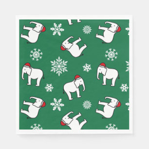 Weiße Elefanten-Party Weihnachten (Grün) Serviette