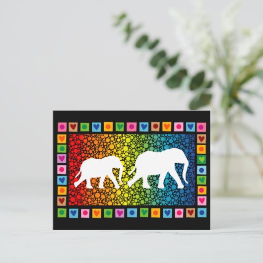 Weiße Elefanten Postkarte (Stehend Vorderseite)