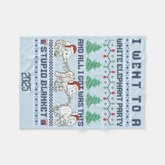 Weiße Elefantenparty Benutzerdefiniertes Geschenk Fleecedecke (Vorderseite (Horizontal))