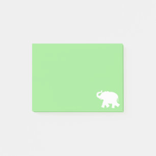 Weiße Elefantensilhouette auf Limettengrün Post-it Klebezettel