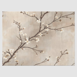 Weiße elegante Blüte Minimale Verzweigung Seidenpapier