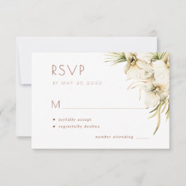 Weiße, elegante cremefarbene Elfenbeinhochzeit RSVP Karte