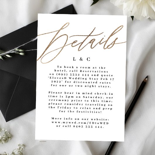 Weiße elegante, einfache Goldhochzeiten Begleitkarte