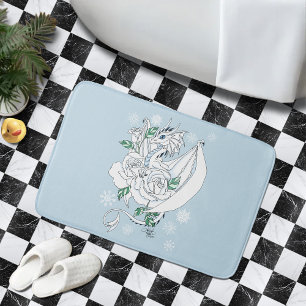 Weiße elegante Eisdrache blaue Rosen Fantasy Badematte