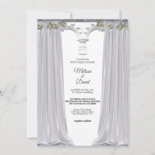 Weiße elegante florale griechische Bogen-Hochzeit Einladung