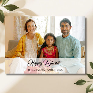 Weiße elegante Foto-Grußkarte zum Diwali Feiertagskarte