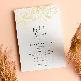 Weiße elegante goldene botanische Brautparty Folieneinladung