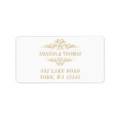 Weiße, elegante, goldene Rahmen-Adressetiketten Adressaufkleber (Vorne)