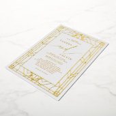 Weiße, elegante goldfarbene Rahmen-Hochzeit Folieneinladung (Gedreht)