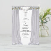 Weiße Elegante griechische Archensehe Einladung (Stehend Vorderseite)