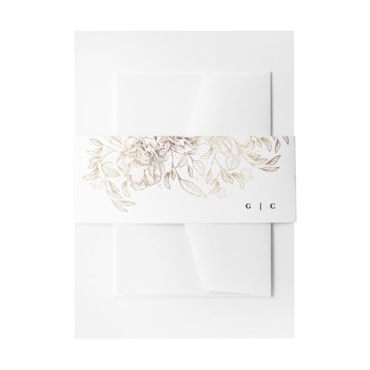 Weiße, elegante, handgezeichnete botanische Hochze Einladungsbanderole (Vorderseite Beispiel)