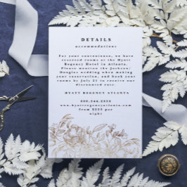 Weiße, elegante handgezeichnete botanische Hochzei Begleitkarte