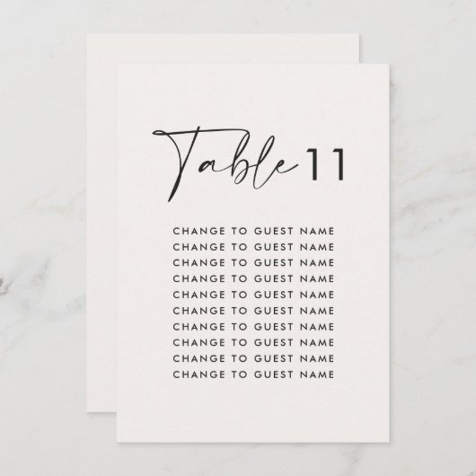 Weiße elegante Hochzeitstisch-Sitzkarte (Vorne/Hinten)