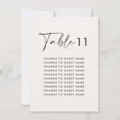 Weiße elegante Hochzeitstisch-Sitzkarte (Rückseite)