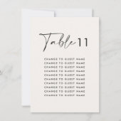 Weiße elegante Hochzeitstisch-Sitzkarte (Vorderseite)