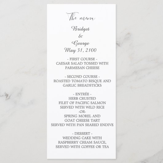 weiße elegante Minimalhochzeit Programm (Vorderseite)