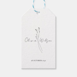 Weiße Elegante Minimalistische Botanik Geschenkanhänger