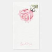 Weiße elegante rosa Rose Personalisierte Namen Serviette (Vorderseite)