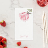 Weiße elegante rosa Rose Personalisierte Namen Serviette (Beispiel)