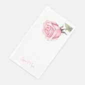 Weiße elegante rosa Rose Personalisierte Namen Serviette (Ecke)