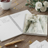 Weiße elegante Rosen Hochzeitskleid Hochzeitsplane Notizblock