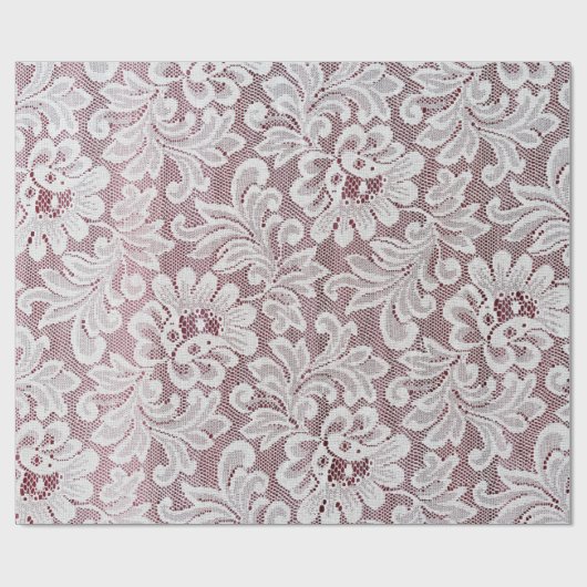 Weiße, elegante Spitzentextur mit nahtloser Bea Geschenkpapier (Flach)