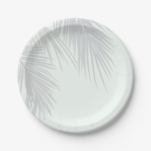 Weiße elegante tropische Palmbaumblätter Hochzeit Pappteller