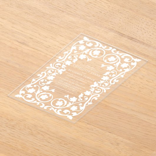 Weiße, elegante Verzierte Blumenzarge Acryleinladungen (Ablage )