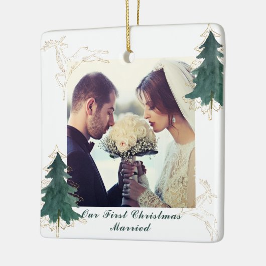 Weiße elegante Wasserfarben Bäume Unser erstes Wei Keramikornament (Links)